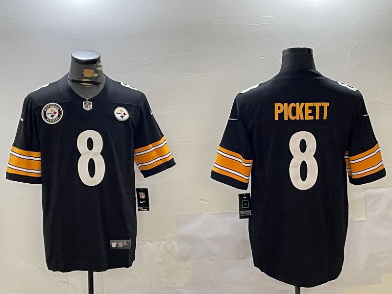 Men Pittsburgh Steelers #8 Pickett Black Second generation 2024 Nike Limited NFL Jersey style 8->pittsburgh steelers->NFL Jersey